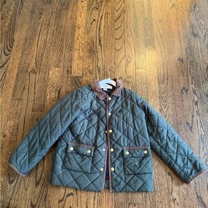 Beaufort Bonnet Boy Quilted Jacket with Corduroy Trim - Olive Green